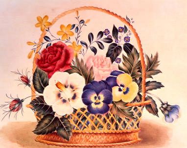 Photo of "FLOWER ILLUSTRATION (PANSIES IN A BASKET)" by  ANONYMOUS