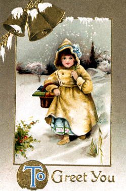 Photo of "TO GREET YOU! (GIRL IN YELLOW COAT, GOLD BELLS)" by  ANONYMOUS