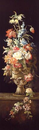 Photo of "STILL LIFE OF FLOWERS IN A VASE WITH TRAILING HONEYSUCKLE" by FRENCH SCHOOL C.1830 ANONYMOUS