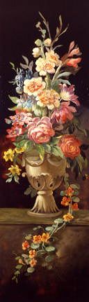 Photo of "STILL LIFE OF FLOWERS IN A VASE WITH TRAILING NASTURTIUM" by FRENCH SCHOOL C.1830 ANONYMOUS