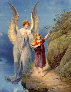 Photo of "THE GUARDIAN ANGEL ON THE MOUNTAIN" by GERMAN SCHOOL C.1880 ANONYMOUS