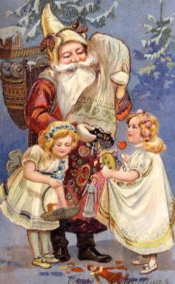 Photo of "CHRISTMAS GREETINGS (SANTA WITH 2 CHILDREN & TOYS)" by  ANONYMOUS