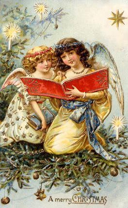 Photo of "A MERRY CHRISTMAS (ANGELS READING RED BOOK)" by  ANONYMOUS