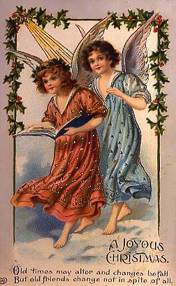 Photo of "A JOYOUS CHRISTMAS (2 ANGELS WITH BLUE BOOK)" by  ANONYMOUS