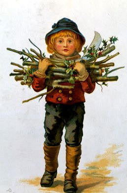 Photo of "BRINGING HOME THE WINTER FIREWOOD." by VICTORIAN ILLUSTRATION ANONYMOUS