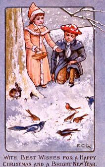 Photo of "FEEDING THE BIRDS IN THE SNOW" by  ANONYMOUS