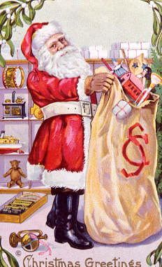 Photo of "FATHER CHRISTMAS FILLING THE SACK" by  ANONYMOUS